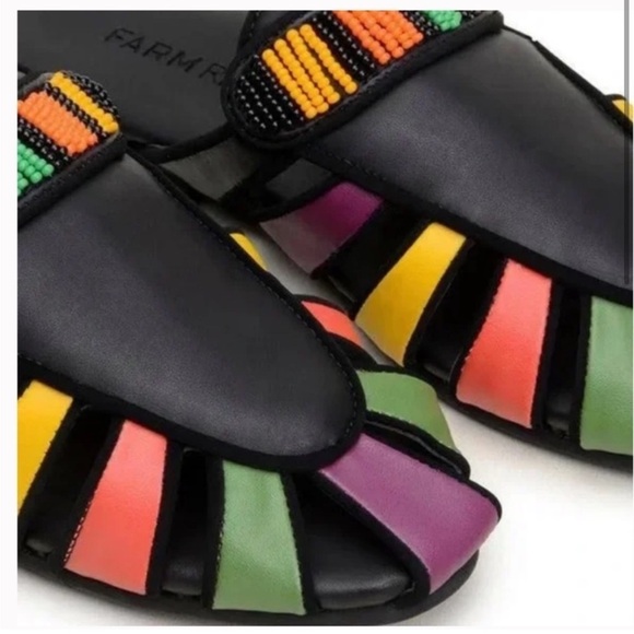 FARM RIO Black Rainbow Beaded Mules EU 39 US 8 - Picture 3 of 8